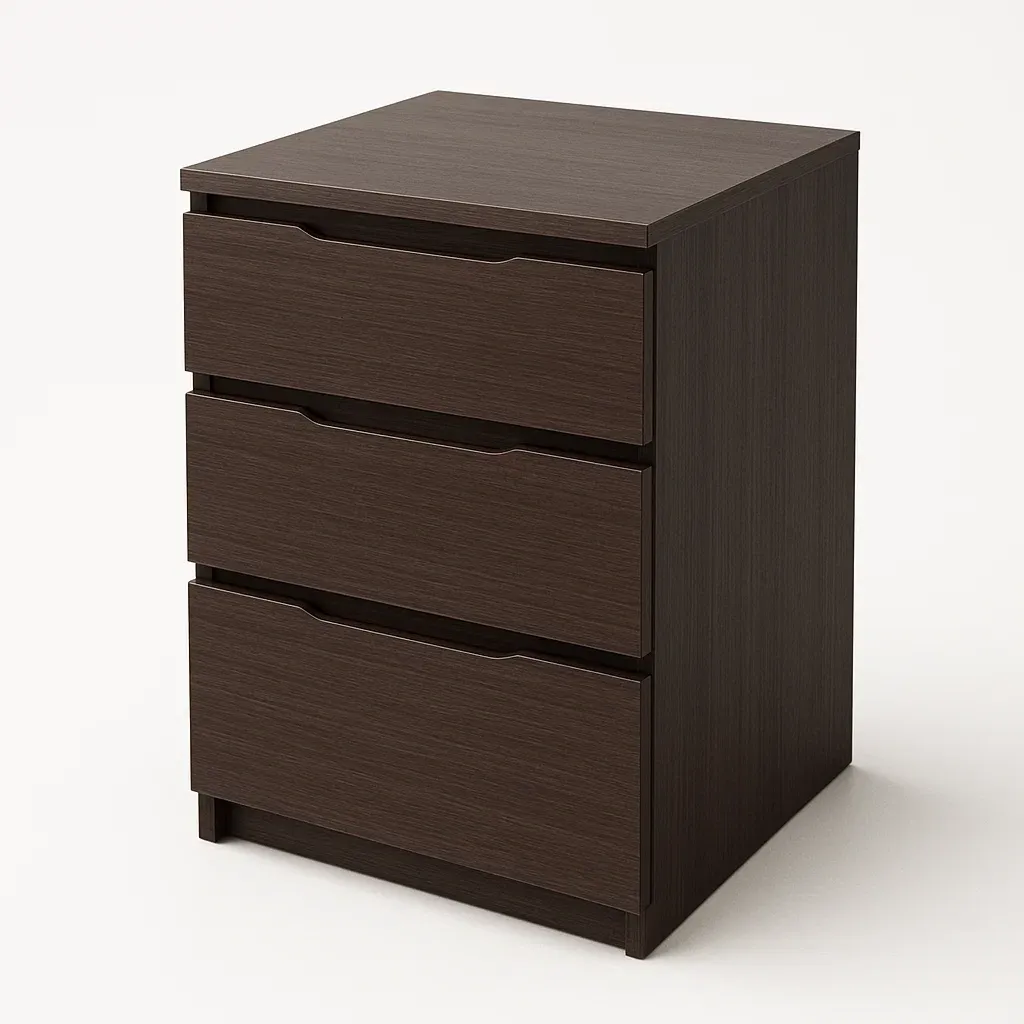 Cómoda de madera aglomerada marrón con 3 cajones