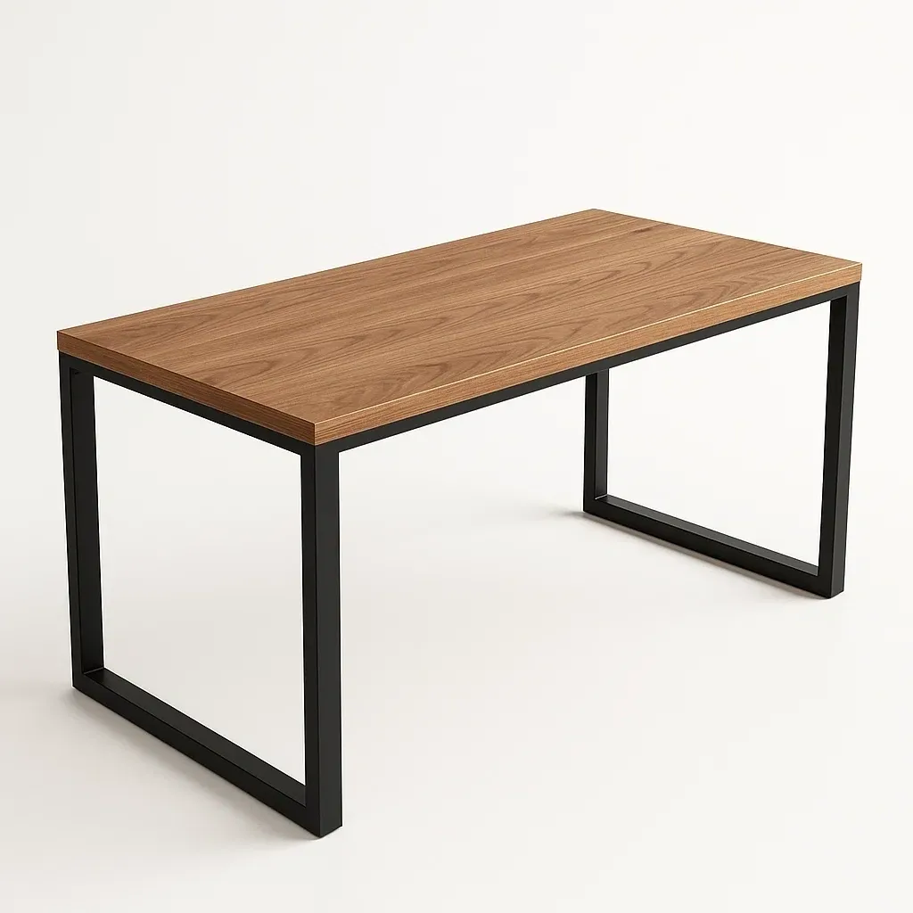 Mesa de comedor madera y acero negro 150x75x75cm