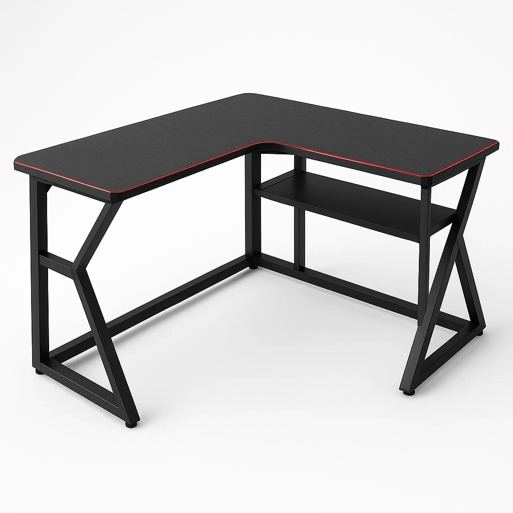 Escritorio gaming en forma L metal negro 150x130x75cm