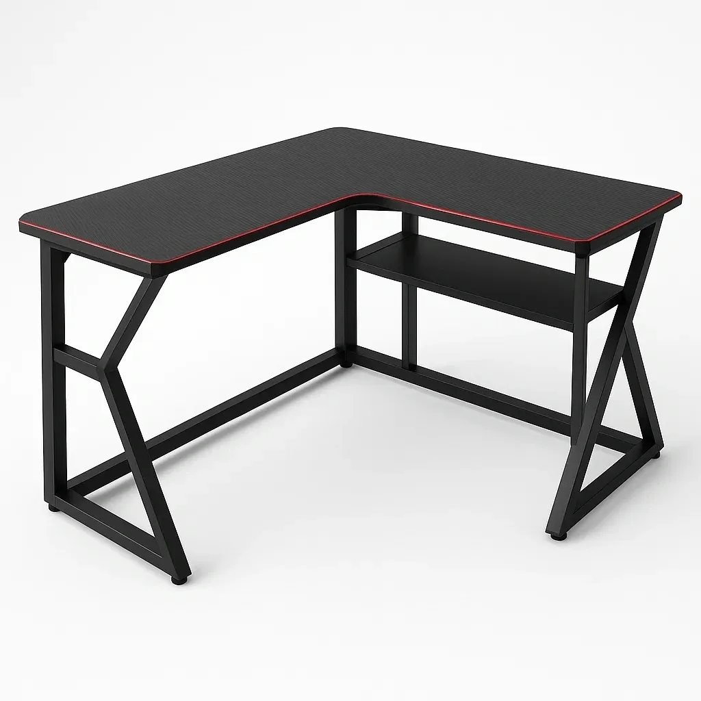 Escritorio gaming en forma L metal negro 150x130x75cm