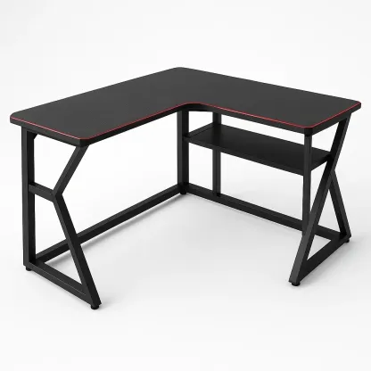 Escritorio gaming en forma L metal negro 150x130x75cm