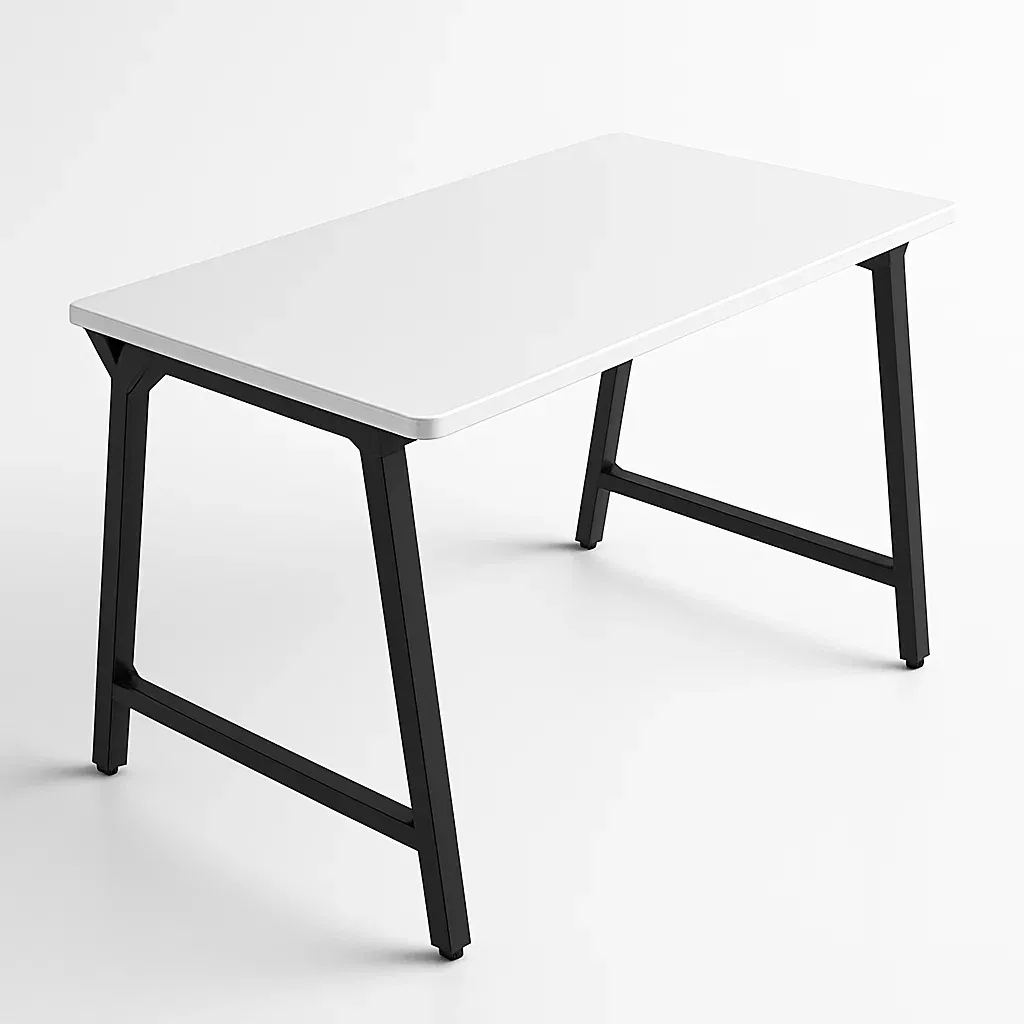 Escritorio de trabajo de MDF y metal blanco