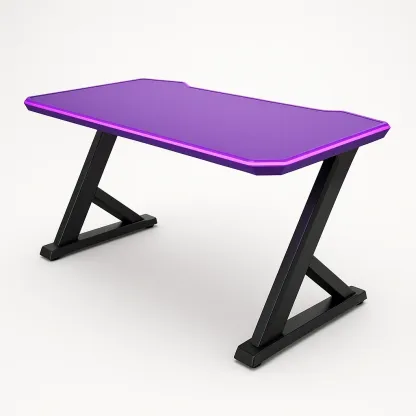 Escritorio gaming de MDF púrpura con LED RGB 120x60x73cm