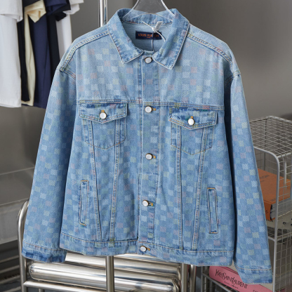 Fashion Plaid Long Sleeved Denim Jackets