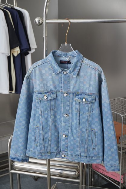 Fashion Plaid Long Sleeved Denim Jackets
