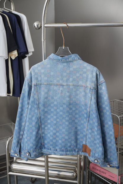 Fashion Plaid Long Sleeved Denim Jackets