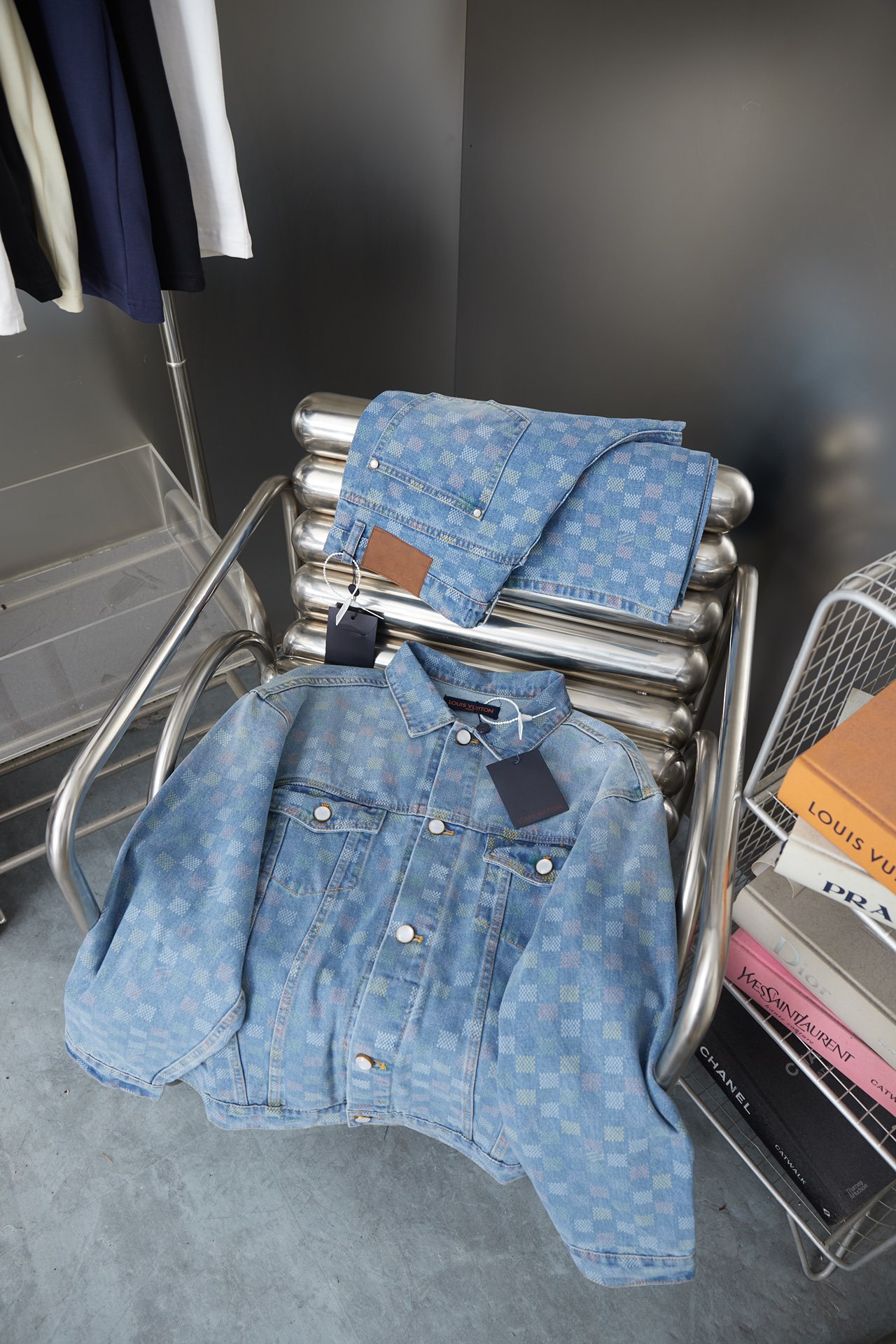 Fashion Plaid Long Sleeved Denim Jackets