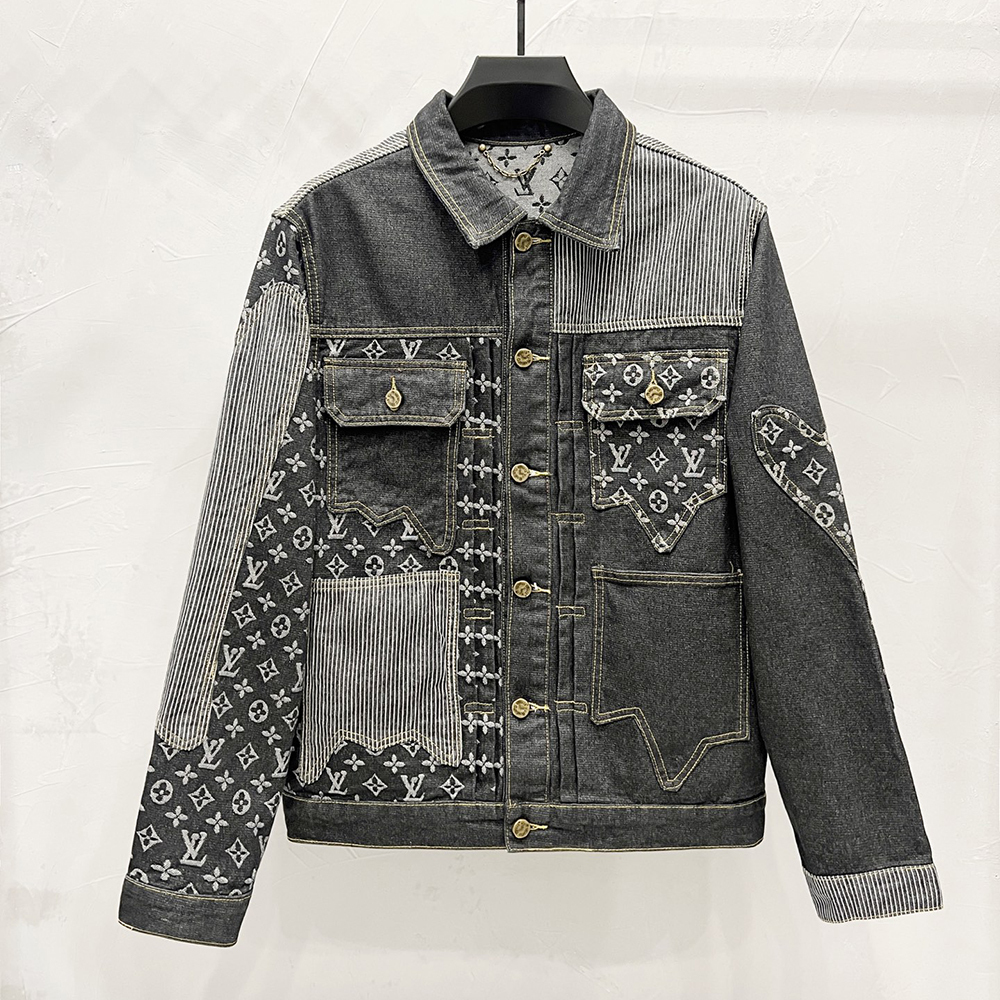 Contrast Color Spliced Long Sleeved Denim Jackets