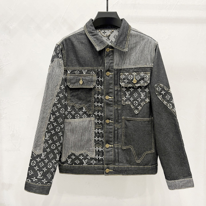 Contrast Color Spliced Long Sleeved Denim Jackets