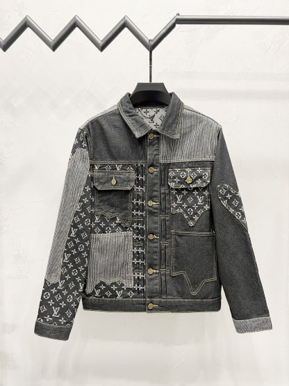 Contrast Color Spliced Long Sleeved Denim Jackets