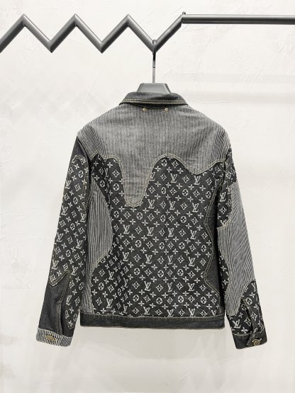 Contrast Color Spliced Long Sleeved Denim Jackets