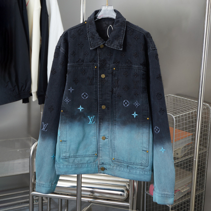 Gradient Embroidery Long Sleeved Denim Jackets