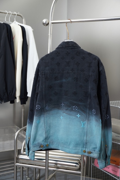 Gradient Embroidery Long Sleeved Denim Jackets