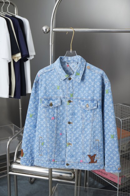 Old Flower Print Long Sleeved Denim Jackets