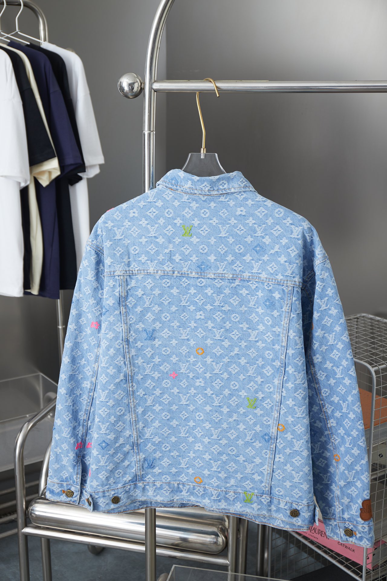 Old Flower Print Long Sleeved Denim Jackets