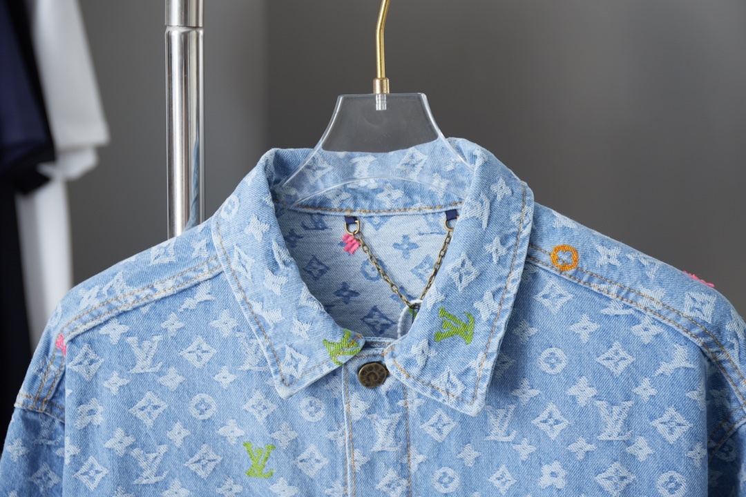 Old Flower Print Long Sleeved Denim Jackets