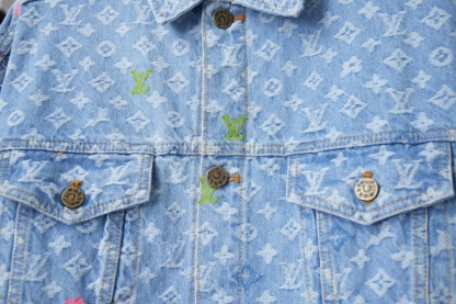 Old Flower Print Long Sleeved Denim Jackets
