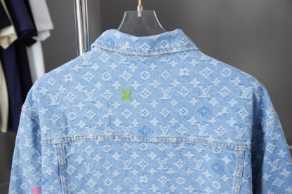 Old Flower Print Long Sleeved Denim Jackets