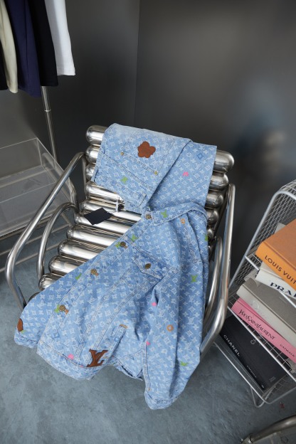 Old Flower Print Long Sleeved Denim Jackets