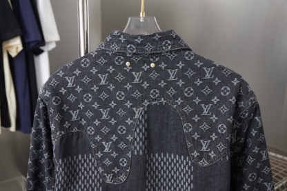 Checkerboard Print Long Sleeved Denim Jackets