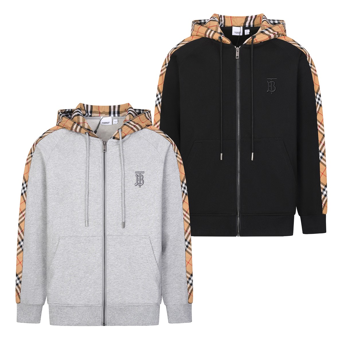 Classic Plaid Print Long Sleeve Zipper Hoodies