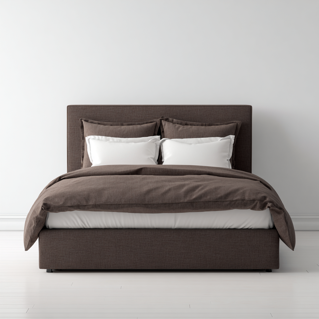 Letto matrimoniale imbottito in tessuto 200x160x105 cm - marrone - design moderno per camera-Airyora