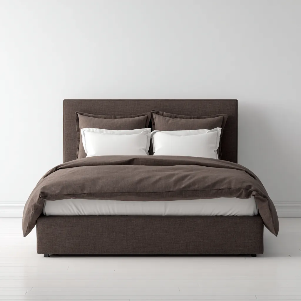 Letto matrimoniale imbottito in tessuto 200x160x105 cm - marrone - design moderno per camera-Airyora