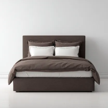 Letto matrimoniale imbottito in tessuto 200x160x105 cm - marrone - design moderno per camera-Airyora
