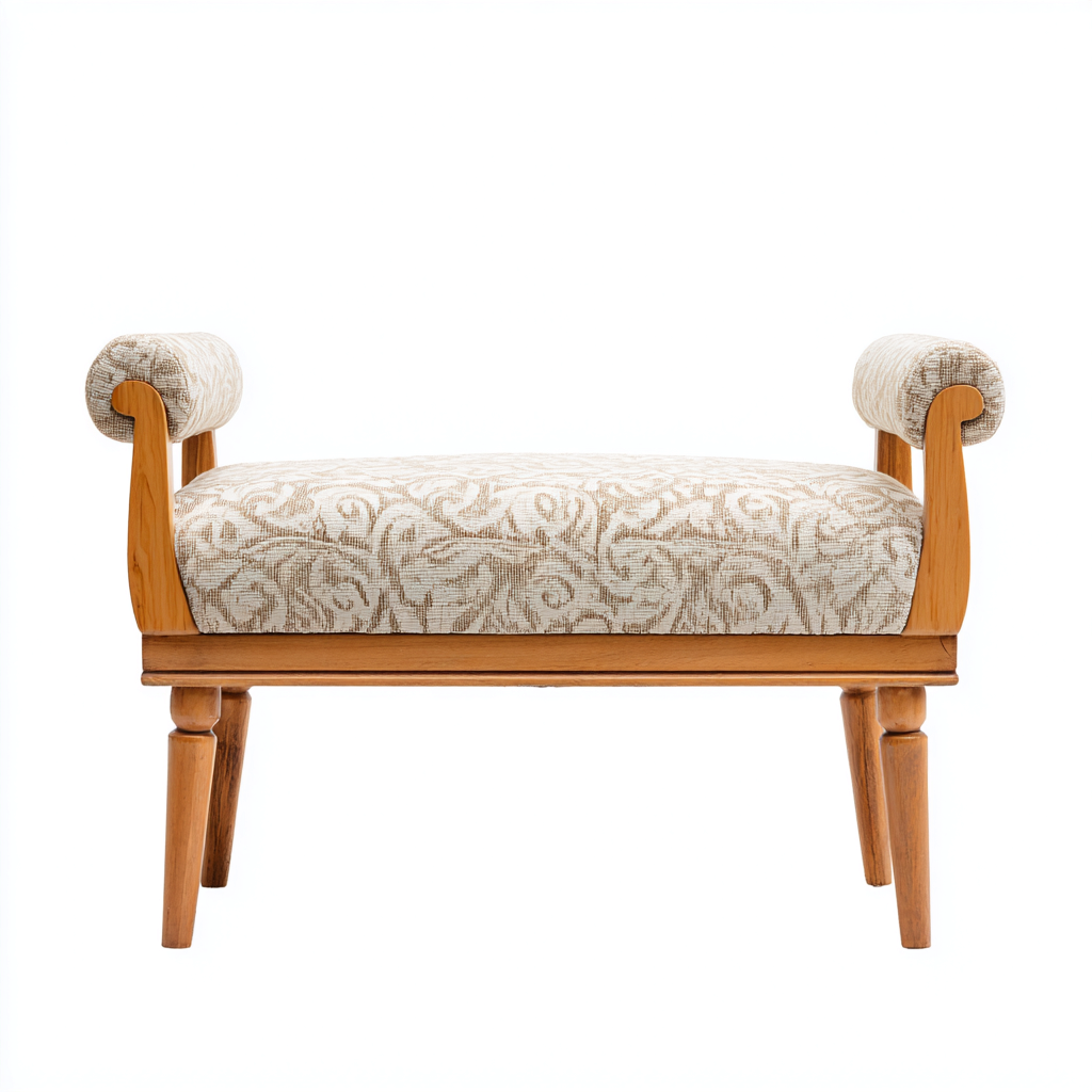 Panca per letto tessuto e legno 100x40x55 cm - beige-legno naturale - design classico per camera da letto-Airyora