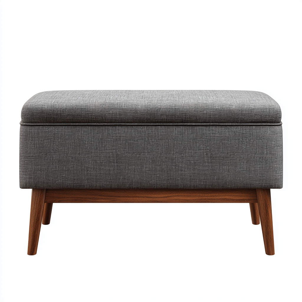 Panca per letto imbottita in tessuto con gambe in legno 90x40x45 cm - grigio-naturale - design moderno-Airyora