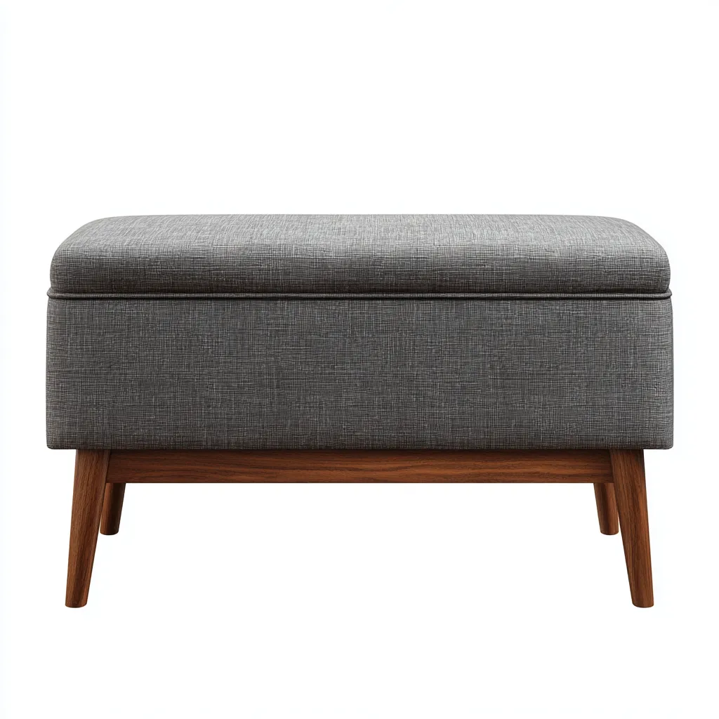 Panca per letto imbottita in tessuto con gambe in legno 90x40x45 cm - grigio-naturale - design moderno-Airyora