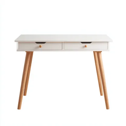 Scrivania in legno 110x50x75 cm - bianco-naturale - design moderno-Airyora