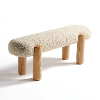 Panca per letto tessuto e legno 100x40x48 cm - beige-legno naturale - design moderno per camera da letto-Airyora