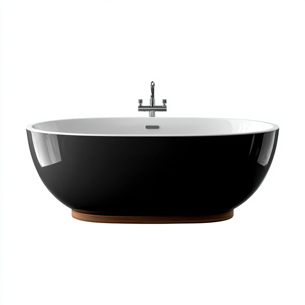 Vasca da bagno 175x85x60 cm nero bianco per bagno design moderno-Airyora