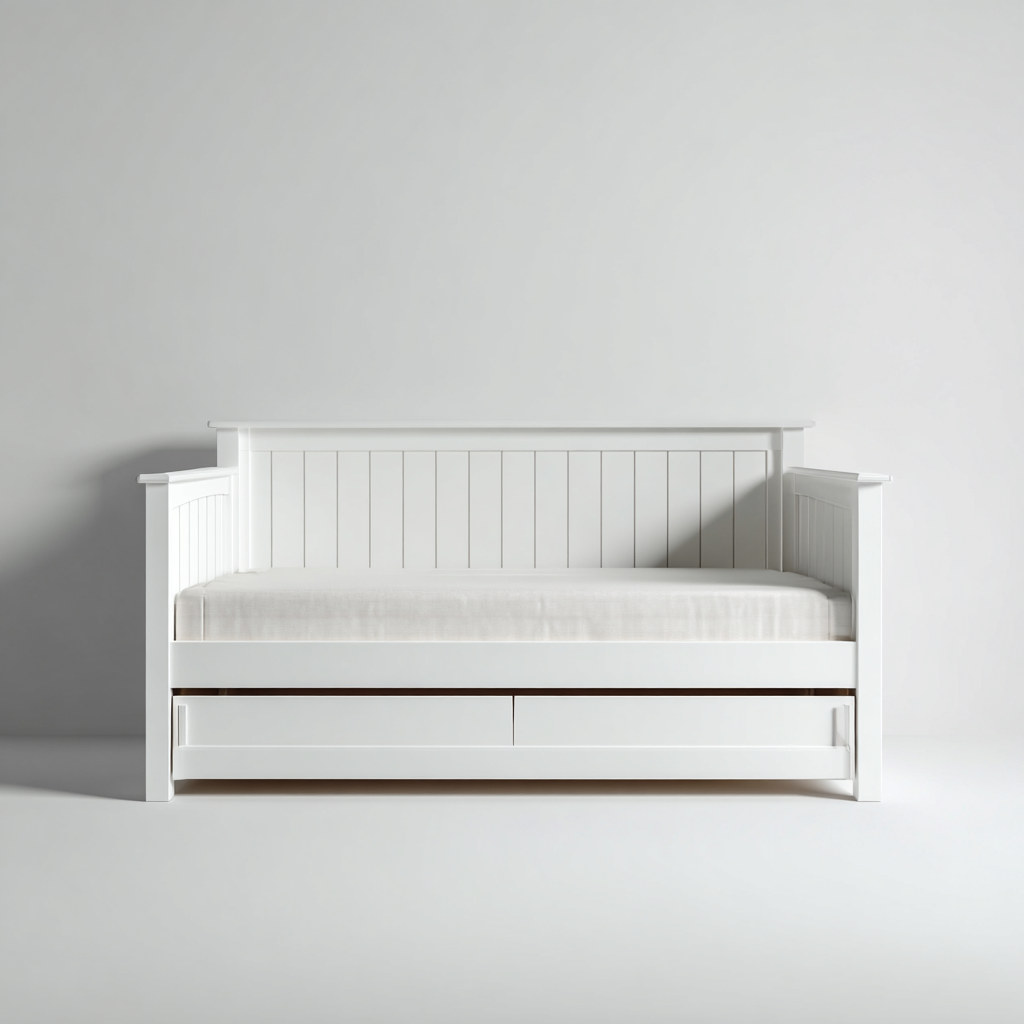 Divano letto legno 210x100x90 cm - bianco - soggiorno - design classico-Airyora