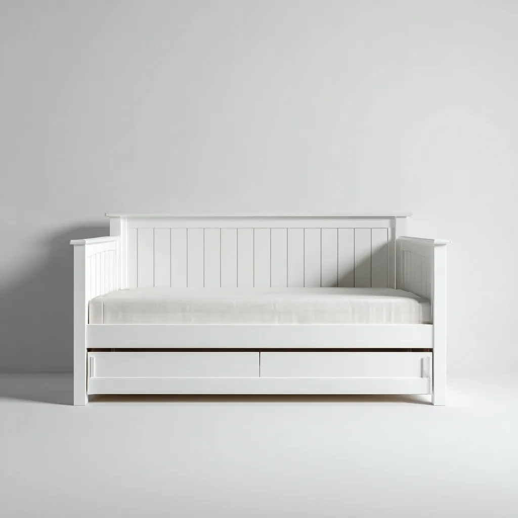 Divano letto legno 210x100x90 cm - bianco - soggiorno - design classico-Airyora