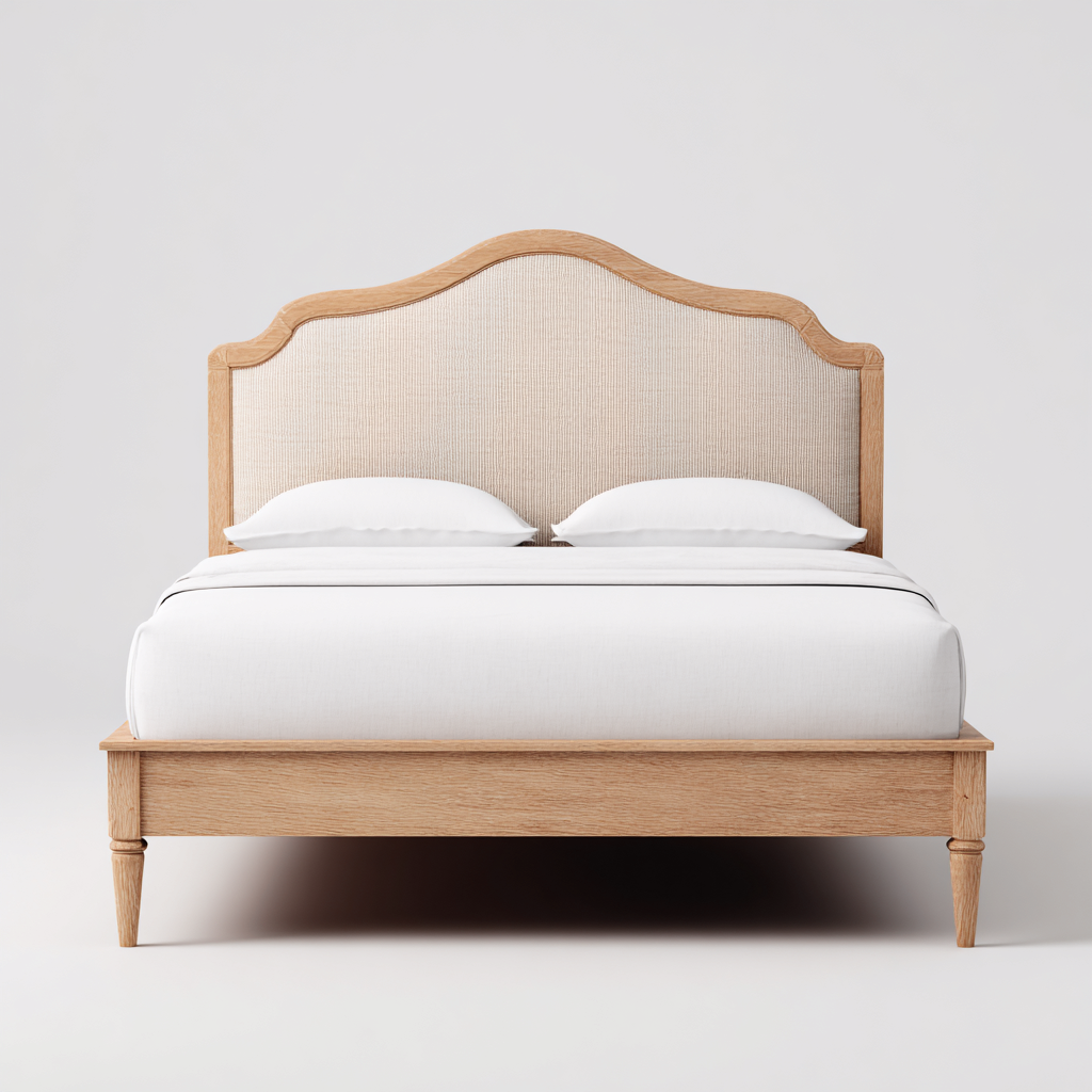 Letto matrimoniale legno e tessuto 205x165x120 cm - beige-rovere chiaro - design classico per camera da letto-Airyora