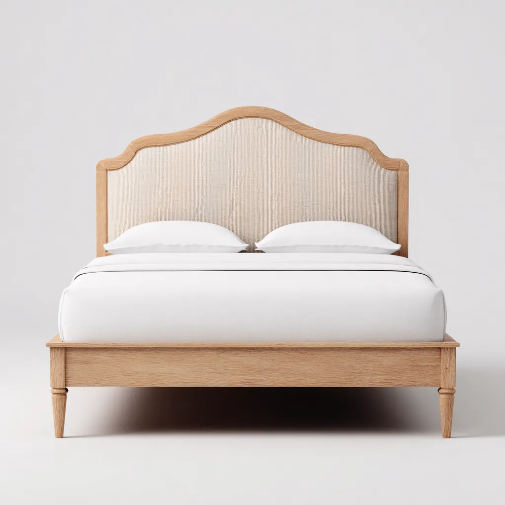 Letto matrimoniale legno e tessuto 205x165x120 cm - beige-rovere chiaro - design classico per camera da letto-Airyora