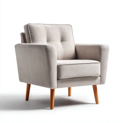 Poltrona in tessuto 80x78x88 cm - beige-legno chiaro - stile moderno-Airyora