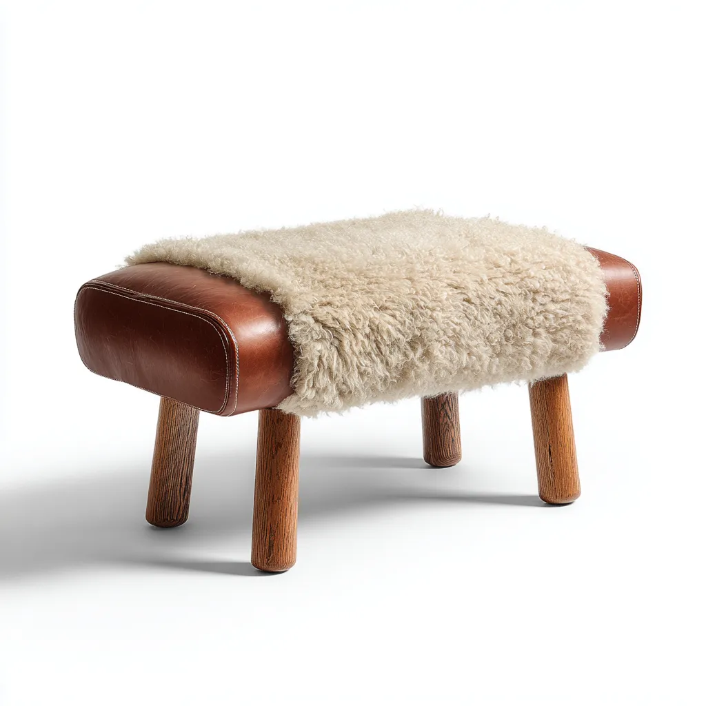 Panca per letto imbottita in pelle con rivestimento in pelliccia sintetica 70x35x45 cm - marrone-beige - design moderno-Airyora