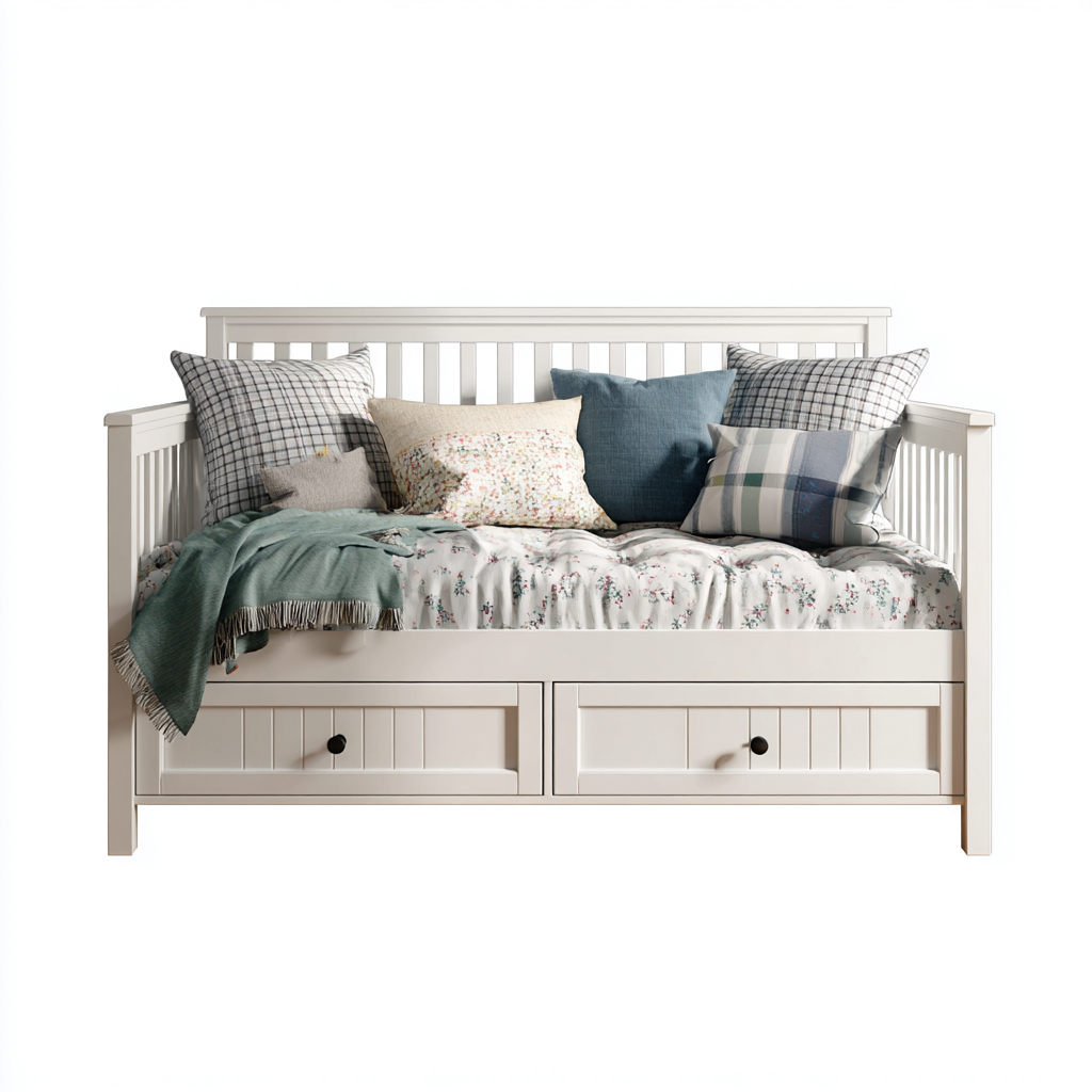 Divano letto legno 210x100x95 cm - bianco - soggiorno - design classico-Airyora