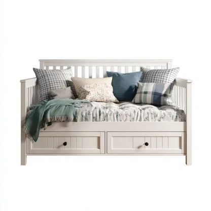 Divano letto legno 210x100x95 cm - bianco - soggiorno - design classico-Airyora