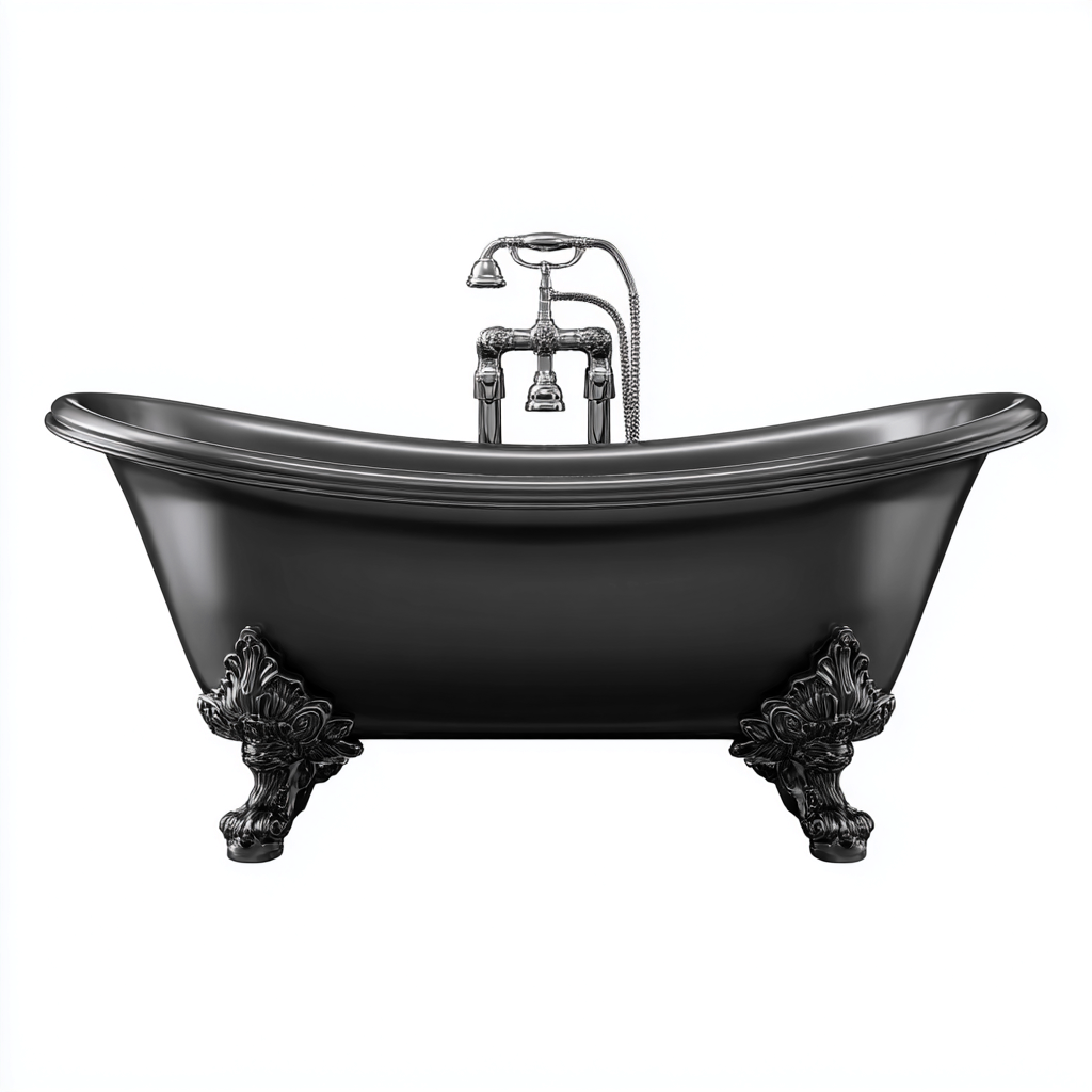 Vasca da bagno ghisa 170x75x78 cm nero design vintage-Airyora