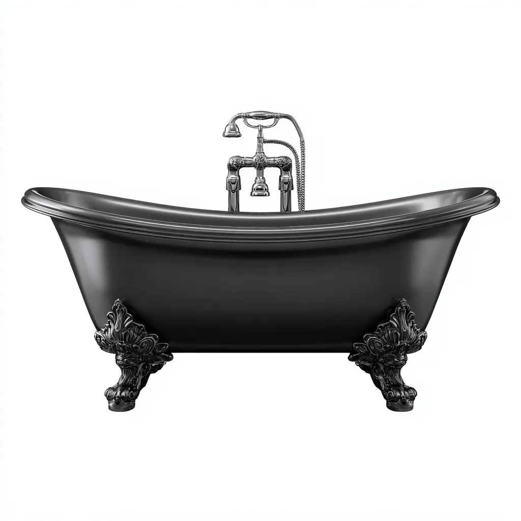 Vasca da bagno ghisa 170x75x78 cm nero design vintage-Airyora
