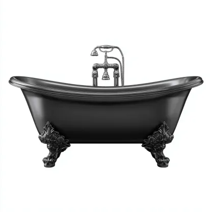 Vasca da bagno ghisa 170x75x78 cm nero design vintage-Airyora