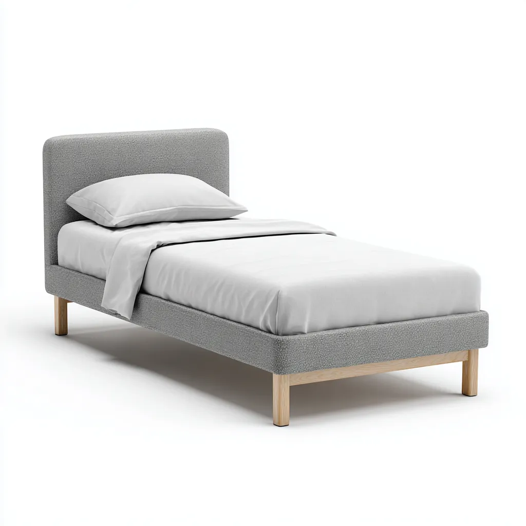 Letto singolo tessuto-legno 200x95x88 cm grigio chiaro design moderno-Airyora
