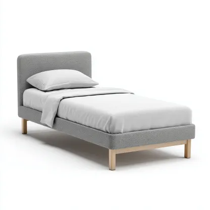 Letto singolo tessuto-legno 200x95x88 cm grigio chiaro design moderno-Airyora