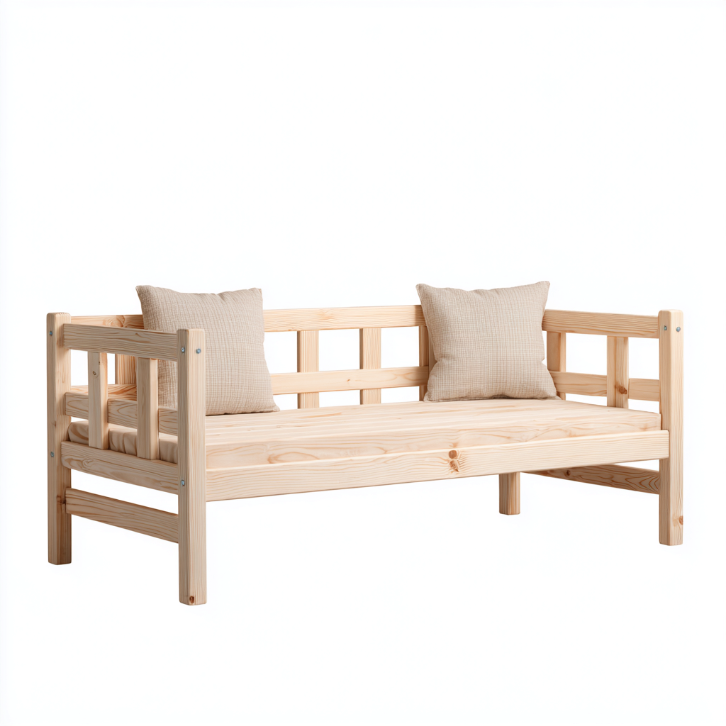 Divano letto 205x90x85 cm legno naturale per soggiorno design moderno-Airyora