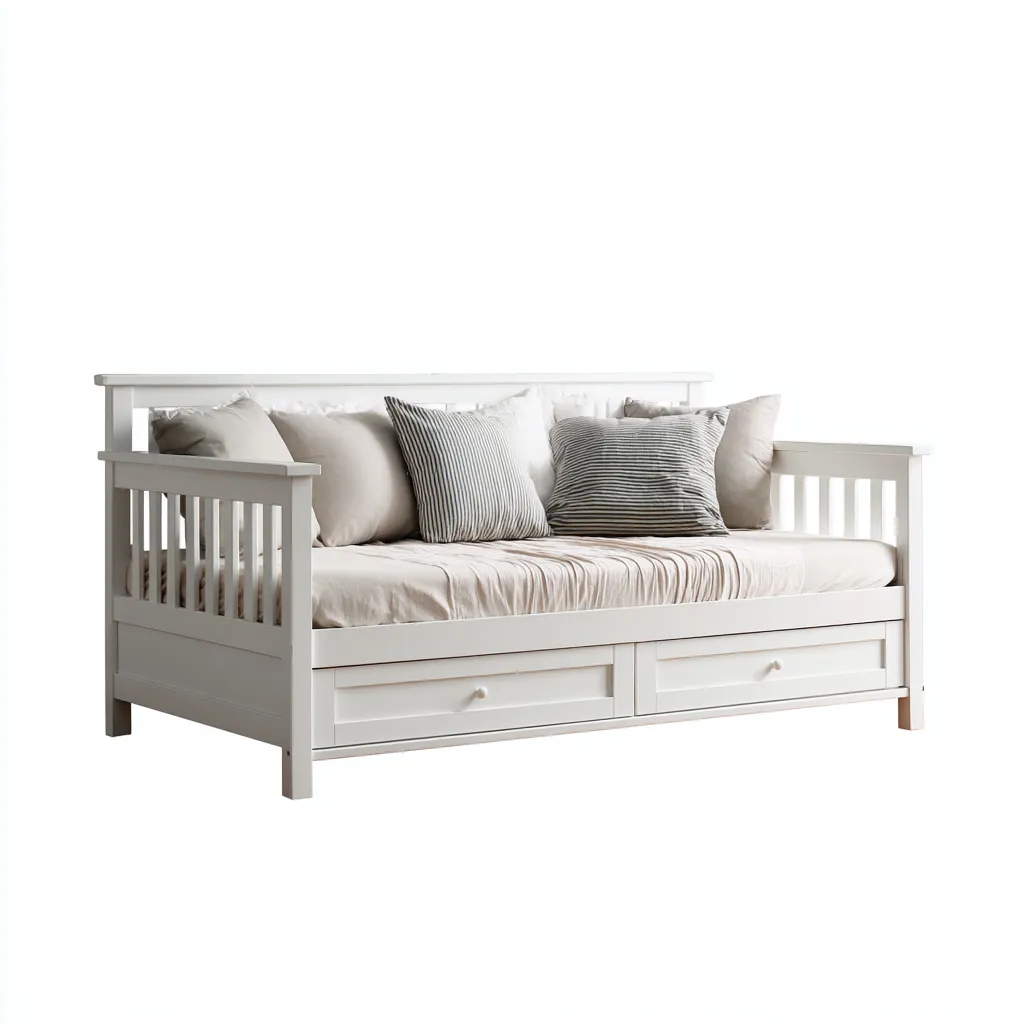 Divano letto legno 210x95x90 cm bianco design classico-Airyora