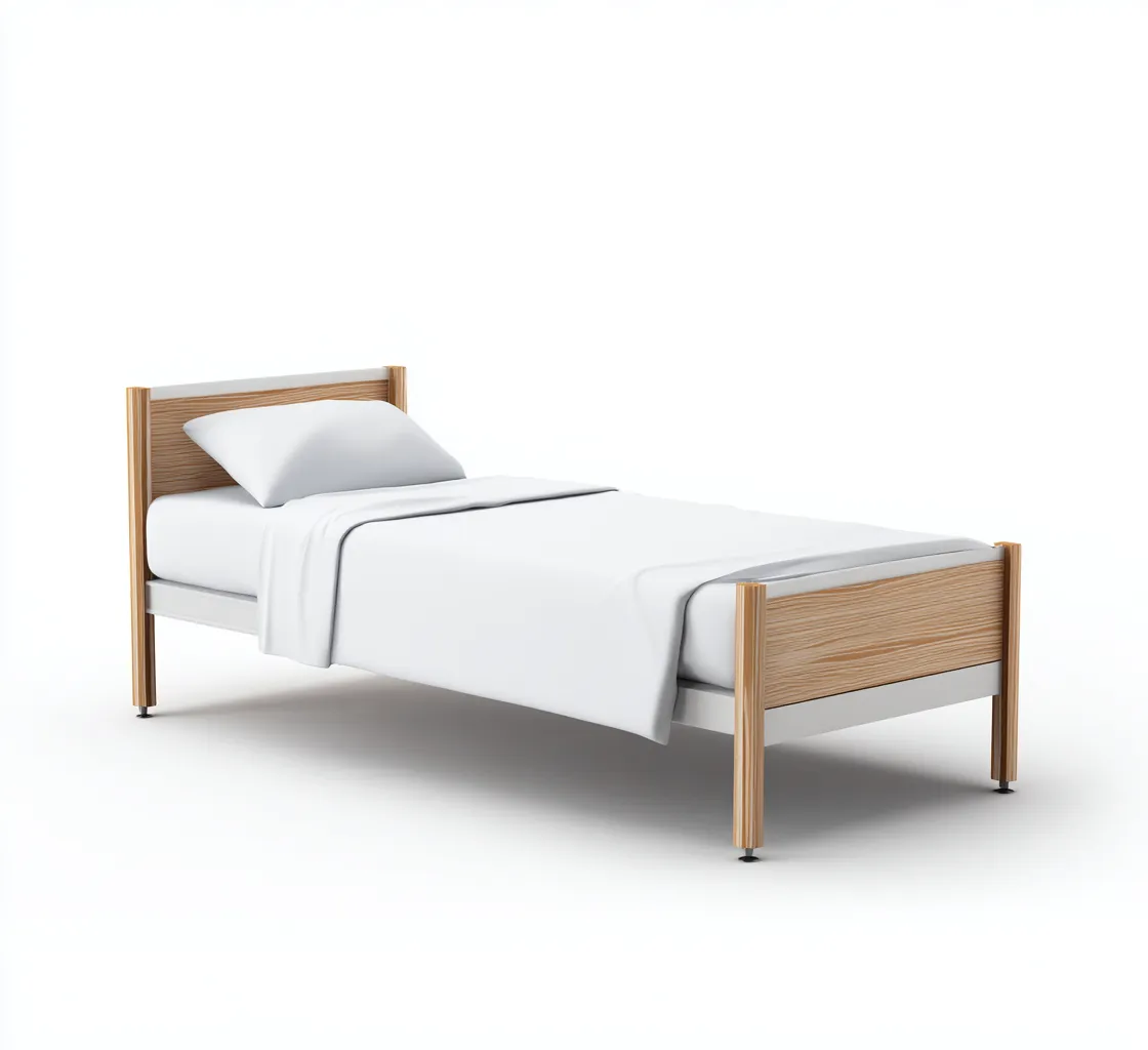 Letto singolo in legno e metallo 200x100x90 cm - naturale-bianco - design moderno per camera-Airyora